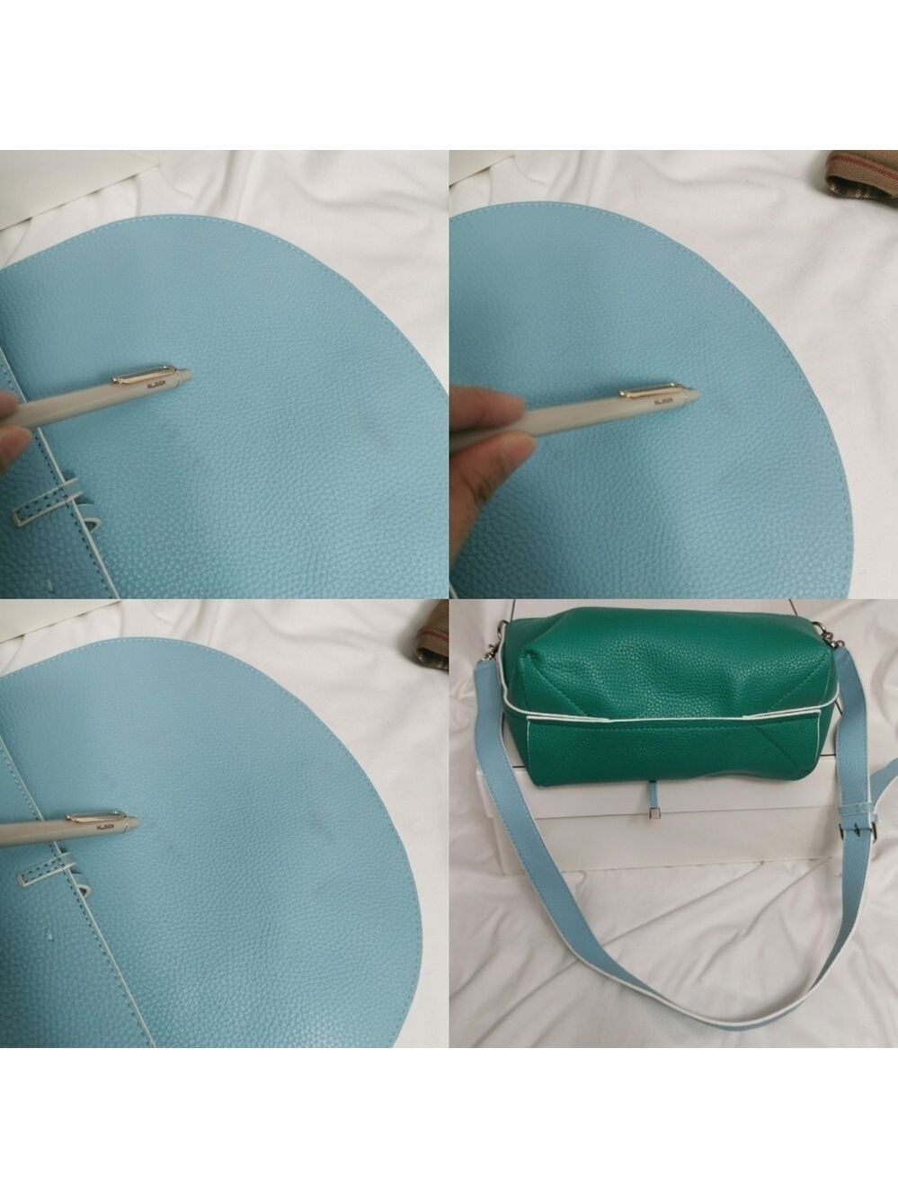Guess Reversible Shoulder Crossbody Bag Colorblock Green Light Blue - Picture 8 of 15
